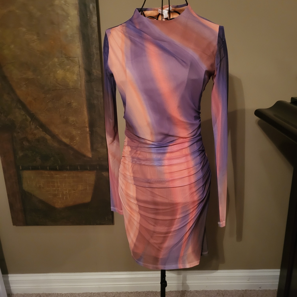 Elegant Multicolor Long Sleeve Dress